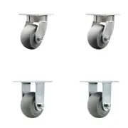 4 Inch Kingpinless Thermoplastic Rubber Wheel Swivel Caster Set 2 Swivel 2 Rigid