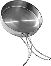 BESPORTBLE Stainless Steel Non-Stick Frying Pan Camping Cooking Utensils Lightweight Outdoor Cookware Folding Handle