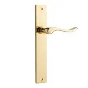 Iver Stirling Door Lever Handle on Rectangular Backplate Polished Brass