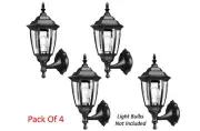 Pack of 4 Stylish Outdoor Wall Lantern Sconce With Glass Panels