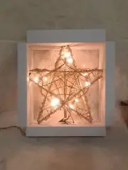 KURT S. ADLER 10" Natural rattan tree topper star with 20 fairy light christmas