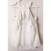 NEW Women's White Layered Sleeveless Blouse by Decjuba 10 S Ruffle BNWT Top Tank