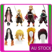 Anime Nezuko Tanjirou Kamado Wigs Demon Slayer Kimetsu no Yaiba Cosplay Wig Suit