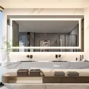 TOOLKISS LED Rectangle Frameless Salon & Bathroom Wall Mirror – 120 x 80cm, Dual LED Strips, Anti-Fog, Touch Control, 3 Lighting Modes (Warm/Cool/Natural), IP44 Waterproof, Easy Installation