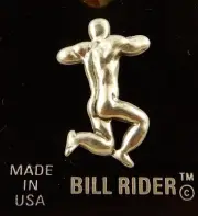 14k gold plated or Pewter Muscle man, Muscle builder hat pin, Bill Rider brand