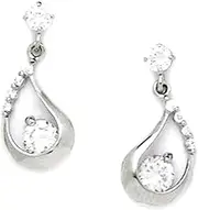 [JewelryWeb] 14k White Gold CZ Simulated Diamond Fancy Drop Screw Back Earrings 16x7mm Stud Earring for Women