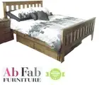 BANKSIA SINGLE TIMBER BED FRAME WITH 2 UNDER BED STORAGE DRAWERS SMOKEY ASH