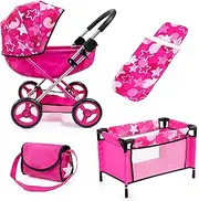 Bayer Design 12749AB Combi Doll's pram Cosy with Doll Bed, Bag, Pillow and Blanket