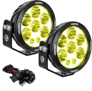 PAIR OF 6.7IN CANNON ADV HALO SELECTIVE YELLOW 8 LED LIGHT MIXED BEAM INCLUDING