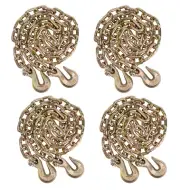 4 Pack 3/8 Inch X 6 FT Grade 70 Binder Chain with Clevis Grab Hooks - G70 Transp