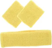 [Generic] 1 Set Sweatband Wristband Women Armpit Bands Sweat Band Sweat Absorbing Workout Band Hat Wrist Wash Band Running Ear Warmer Sports Headband Wrist Band Yoga Yellow Polyester