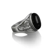 Winged Phoenix 925 Silver Signet Men's Ring With AAA Black Onyx Gemstone Ring