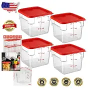 Stackable Square 6 Qt Food Storage Containers - Clear Polycarbonate, 4-Pack