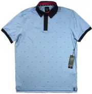 Kenneth Cole Mens Performance Polo Golf Shirt M Short Sleeve Regular Fit Lt Blue