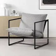 [Zinus] Aidan Sling Accent Chair – Modern Minimalist Design with Comfort Cushion, Durable Metal Framed Armchair with Foam Cushioning, Stylish Accent, Versatile Use, Light Grey