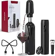 Electric Wine Opener Set, 4-in-1 Rechargeable Wine Aerator Pourer, Foil Cutter and Vacuum Stopper, Bottle Opener Kit with Aerator and Dispenser, Foil Cutter-4 in 1 Gifts for Women