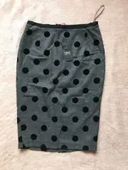 Next Pencil Skirt Grey Black Spots Side Zip Back Split Lined Size 6R NEW!