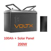 VoltX 12V 100Ah Lithium Battery with 200W Fixed Solar Panel