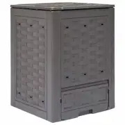 Garden Composter 300L Plastic Rattan Look Compost Bin With Lid Weather Resistant