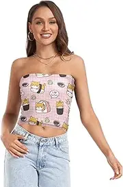 [FRODOTGV] Shiba Inu Sushi Wasabi Sexy Crop Tops for Women Fashion Ribbed Tube Top Tub Tops for Lady Casual