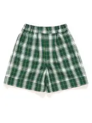 Boys Green & White Check Shorts