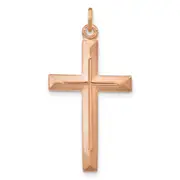 Sterling Silver Rose Gold-Plated Polished And Brushed Double Cross Pendant