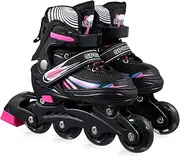 KICHOUSE Adjustable Size Inline Skates Women Men Hockey Roller Skates Storage Bag for Ages