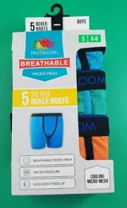 Fruit Of The Loom micro-mesh Boxer Briefs ~ Boys Small (6-8) ~ 5 pack
