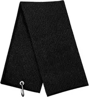 1Pack Golf Towel, 16" x 24" Golf Towel for Golf Bags with Clip - Premium Microfiber Waffle Pattern Golf Towel, Tri-fold Golf Towels for Men Women, Black