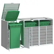 vidaXL Wheelie Bin Storage for Triple Bins Grey 216x81x115 cm Steel