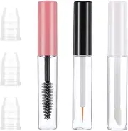 oruola 3Pcs Empty Mascara Tube and Wand,5ml Empty Mascara Tube Empty Eyeliner Tube and Empty Lip Gloss Tubes with Different Brushes & Leak Stoppers,Ideal Kit for Castor Oil DIY Cosmetics, black white