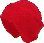 [X AUTOHAUX] Cycling Hat Keep Warm Tab Hard Hat Liner Polar Fleece Fabric Bright Red 27x22cm 1 Pcs