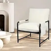 Levede Armchair Living Room Accent Chair with Sturdy Metal Frame, Bedroom Arm Chair-Lounge with Soft Corduroy Cushion,Zipper Split Design,Removable Storage Pockets,Comfy Sofa Seat for Office,Beige