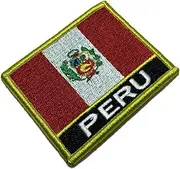 [BR44] BP0028NV01 Peru Flag Embroidered Patch Gold Border Uniform Kart Kimono, Hook Fasteners Attach to Tactical Hats and Gears