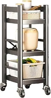 Folding Storage Rack Without Installation,Multi-Layer Floor-Standing Gap Cabinet,Microwave Oven Rack,for Living Room Bathroom(35x41x86cm)