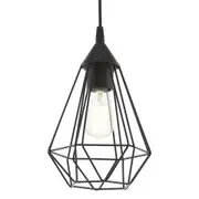 Eglo Tarbes Small Black Steel Cage Pendant Light