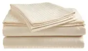 Full Size Beige 400 Thread Count 100% Cotton Sateen Dobby Stripe Sheet Set