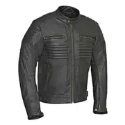 RIDERACT® Men’s Motorbike Jacket – Leather Motorcycle Jacket Black Combat Style