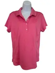 Adidas Women Climalite Golf Polo L Pink Moisture Wick Short Sleeve Athletisure