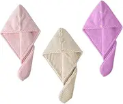 Beatifufu 3pcs Water Absorbent Fleece Hair Drying Hat Soft Lightweight Shower Cap for Quick Hair Drying Prevents Damage for Home Travel Includes