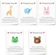 Yeesabella 5pcs Pocket Hug,Cute Mini Giraffe Turtle Elephant Rabbit Frog presented on Cute Card,Good Luck for Him for Her Birthday, Christmas