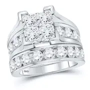 14k White Gold Princess Diamond Bridal Wedding Ring Set 5 Cttw