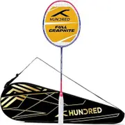 HUNDRED Powertek 1000 PRO Graphite Strung Badminton Racket with Full Racket Cover (Navy/Pink)