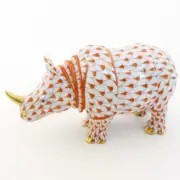RHINOCEROS by Herend Rust Fishnet 2.75" tall #15333 NEW NEVER SOLD made Hungary