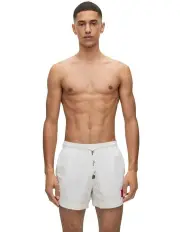 [Hugo] Dominica Logo Label Swim Short in White