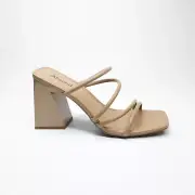 Abound Womens Austyn Tubular Strappy Block Heeled Sandal Beige Size 10