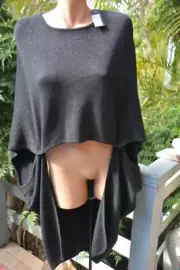TS14+ Taking Shape BLACK By Your Side Sparkle PONCHO One Size S. NEW RRP $89.95.