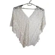 Yumi Kim White Sheer Lace Tulum Tunic Swim Cover Up Batwing Women Size XS New