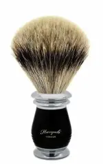 Mens Super Synthetic Hair Shaving Brush With Metal Handle Black & Silver