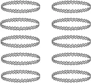 [MASINIES] 12PCS Beauty Necklaces Tasteless Necklace Womens Tattoo Choker, LaceTattoo Necklace Choker, Black Choker Necklace Elastic Jewelry, NYLON